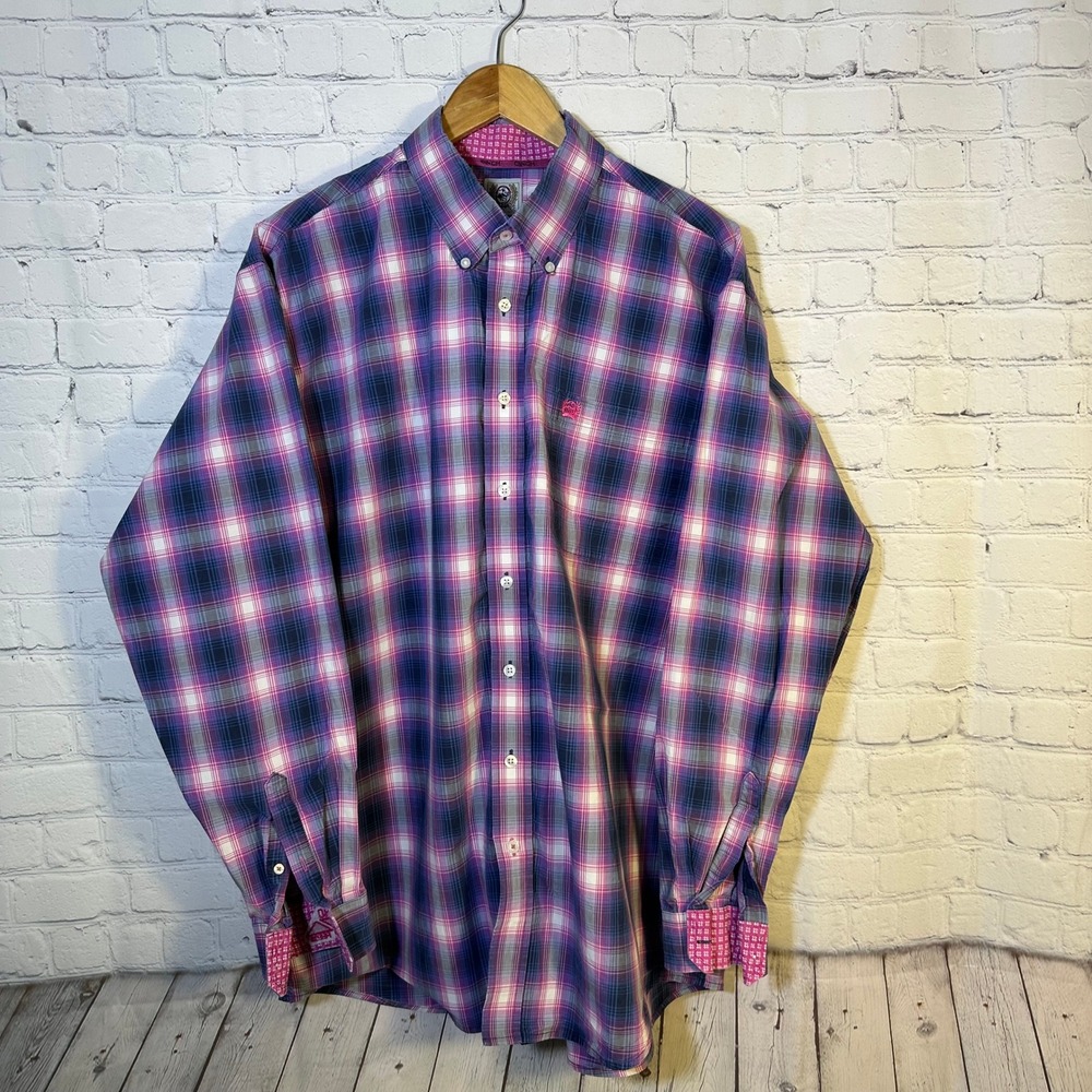 Cinch Western Shirt Womens XL Purple Pink Plaid Button Down Long Sleeve Cotton